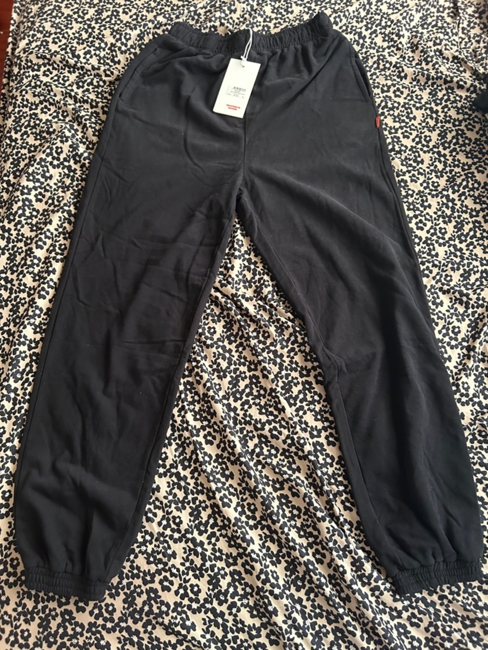 Bayse Black High-Waist Sweat Pants with Drawstring